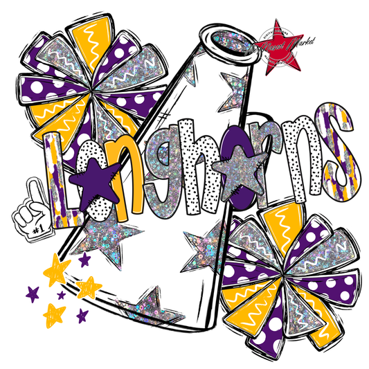 Longhorns Cheer Megaphone Scrape-Purple-Yellow