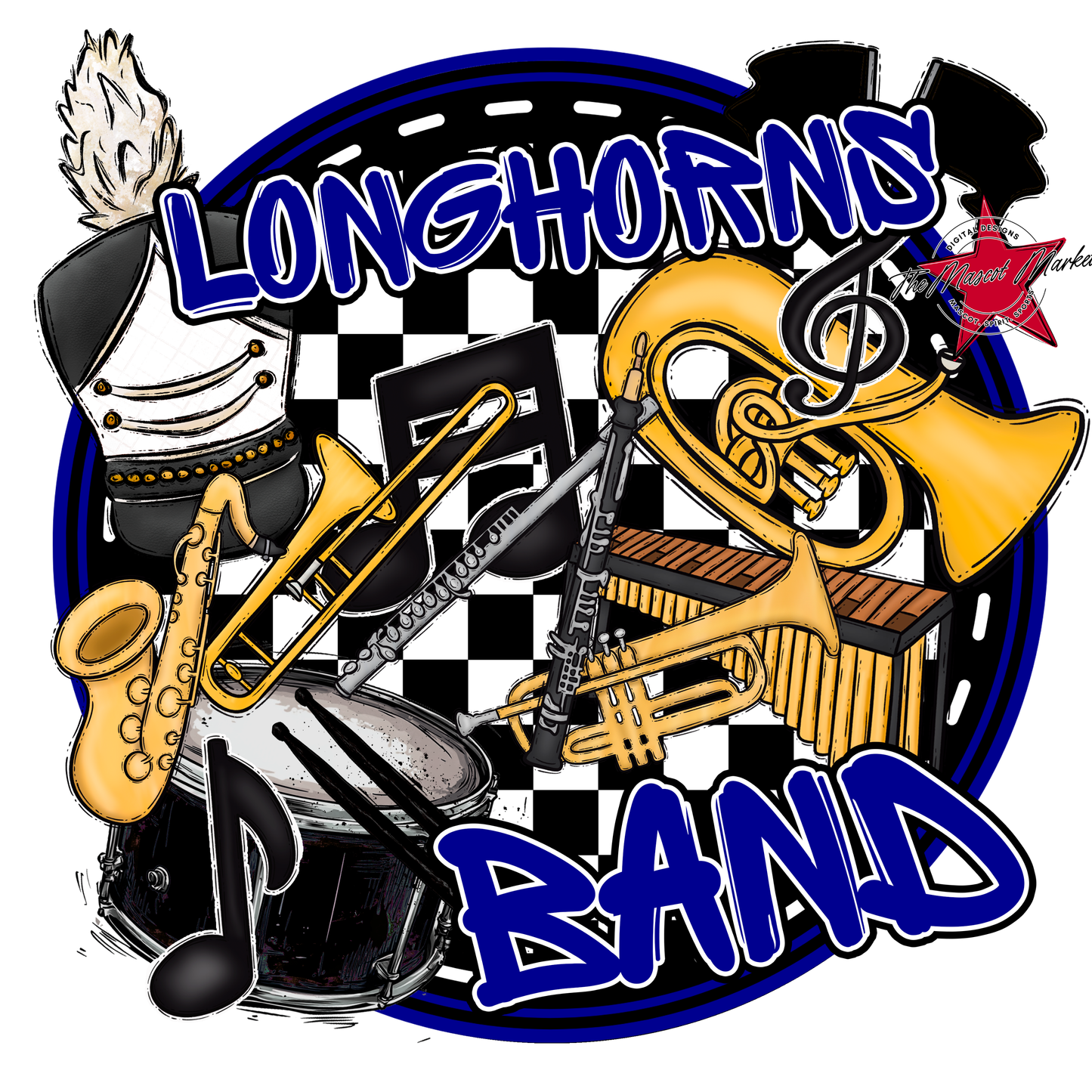 Longhorns Circle Band Design-Blue