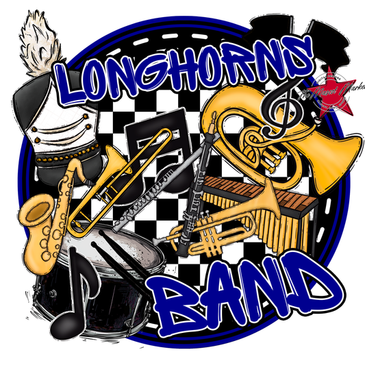 Longhorns Circle Band Design-Blue
