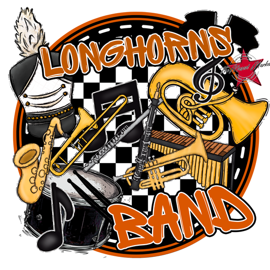 Longhorns Circle Band Design-Burnt Orange