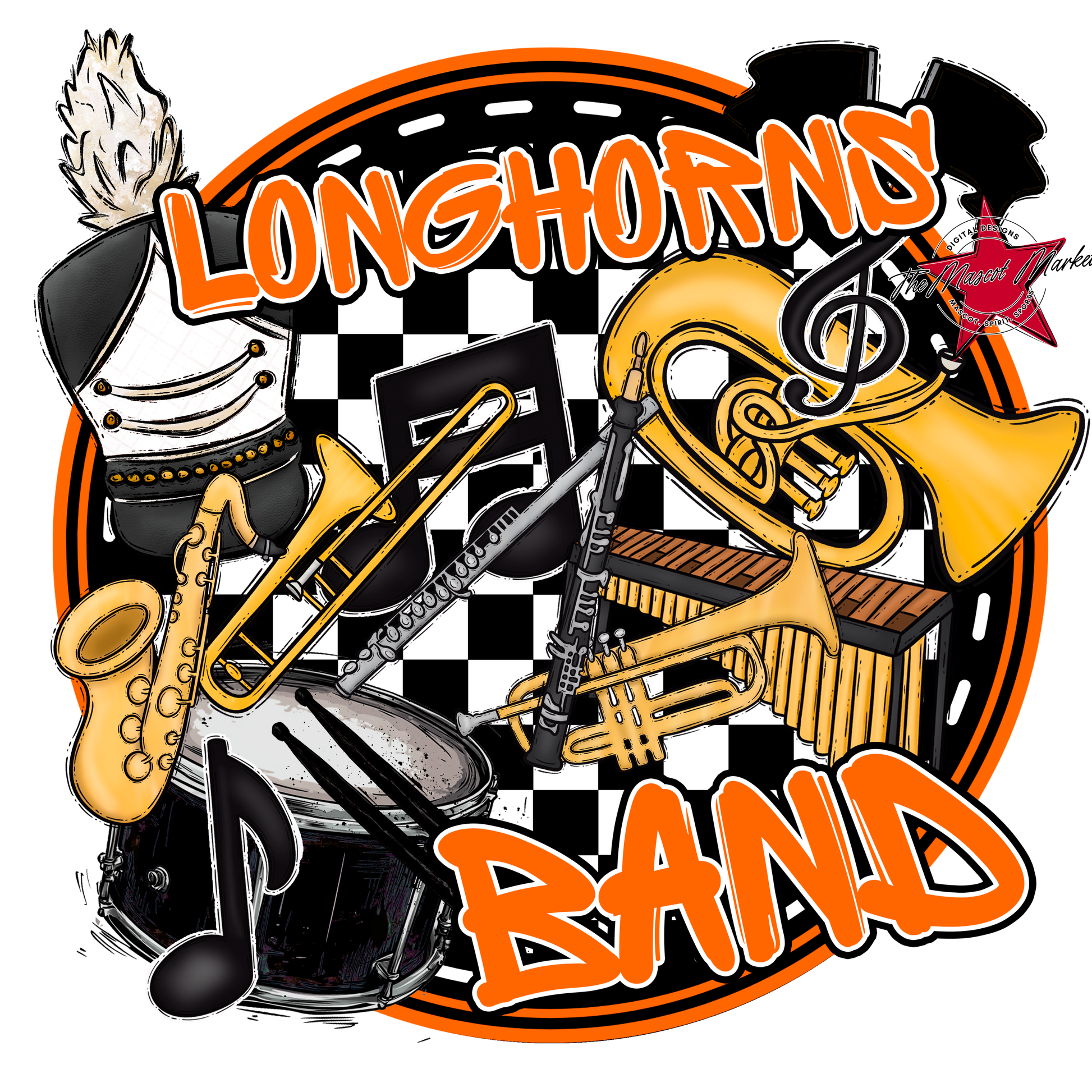 Longhorns Circle Band Design-Orange