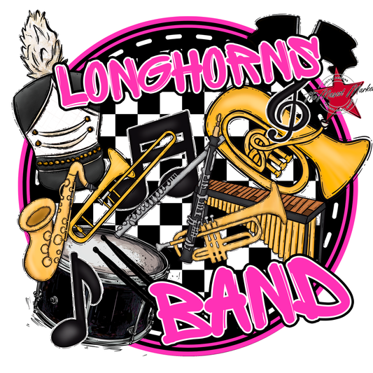 Longhorns Circle Band Design-Pink