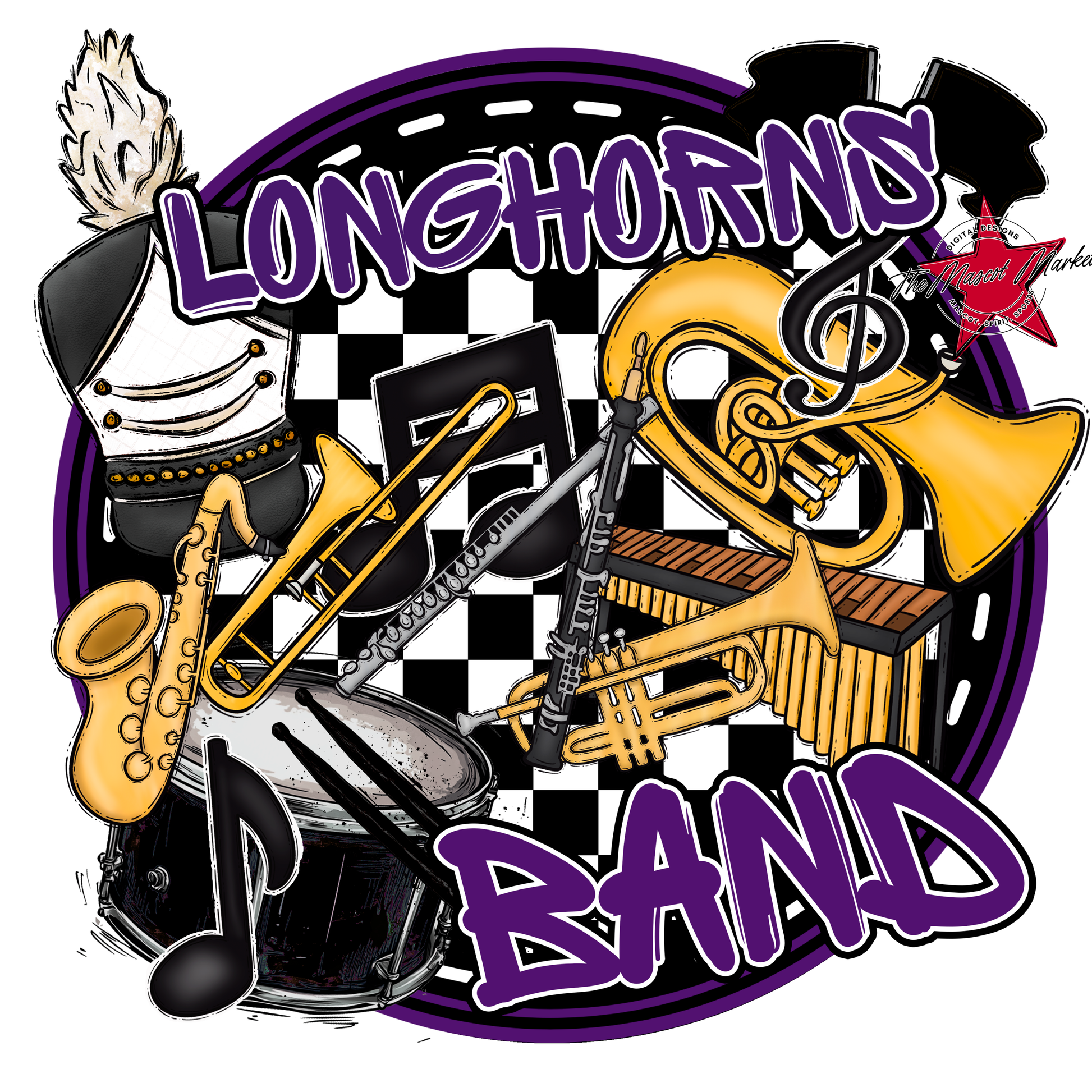 Longhorns Circle Band Design-Purple