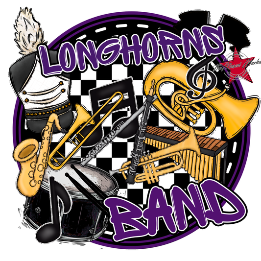 Longhorns Circle Band Design-Purple