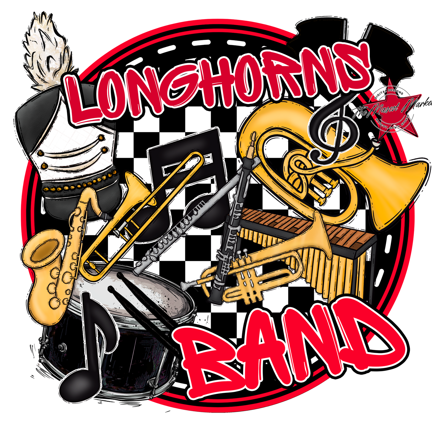 Longhorns Circle Band Design-Red