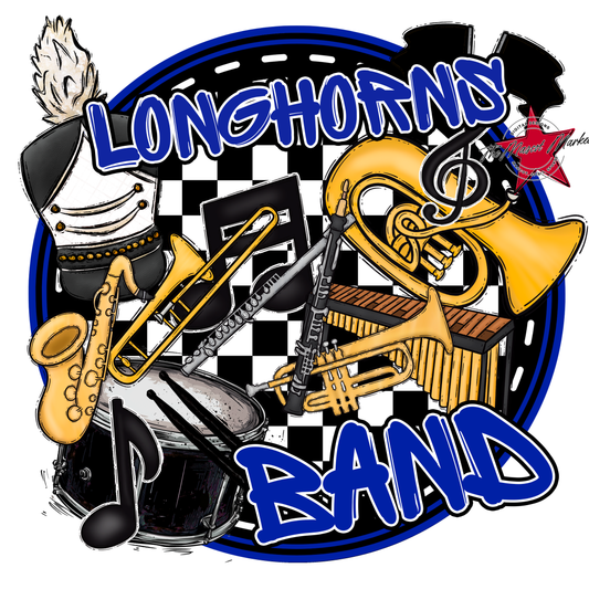 Longhorns Circle Band Design-Royal Blue