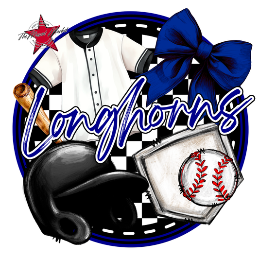 Longhorns Circle Baseball Design-Blue
