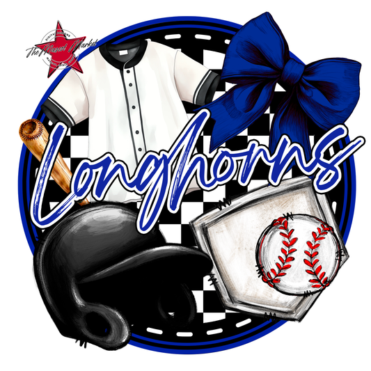 Longhorns Circle Baseball Design-Royal Blue