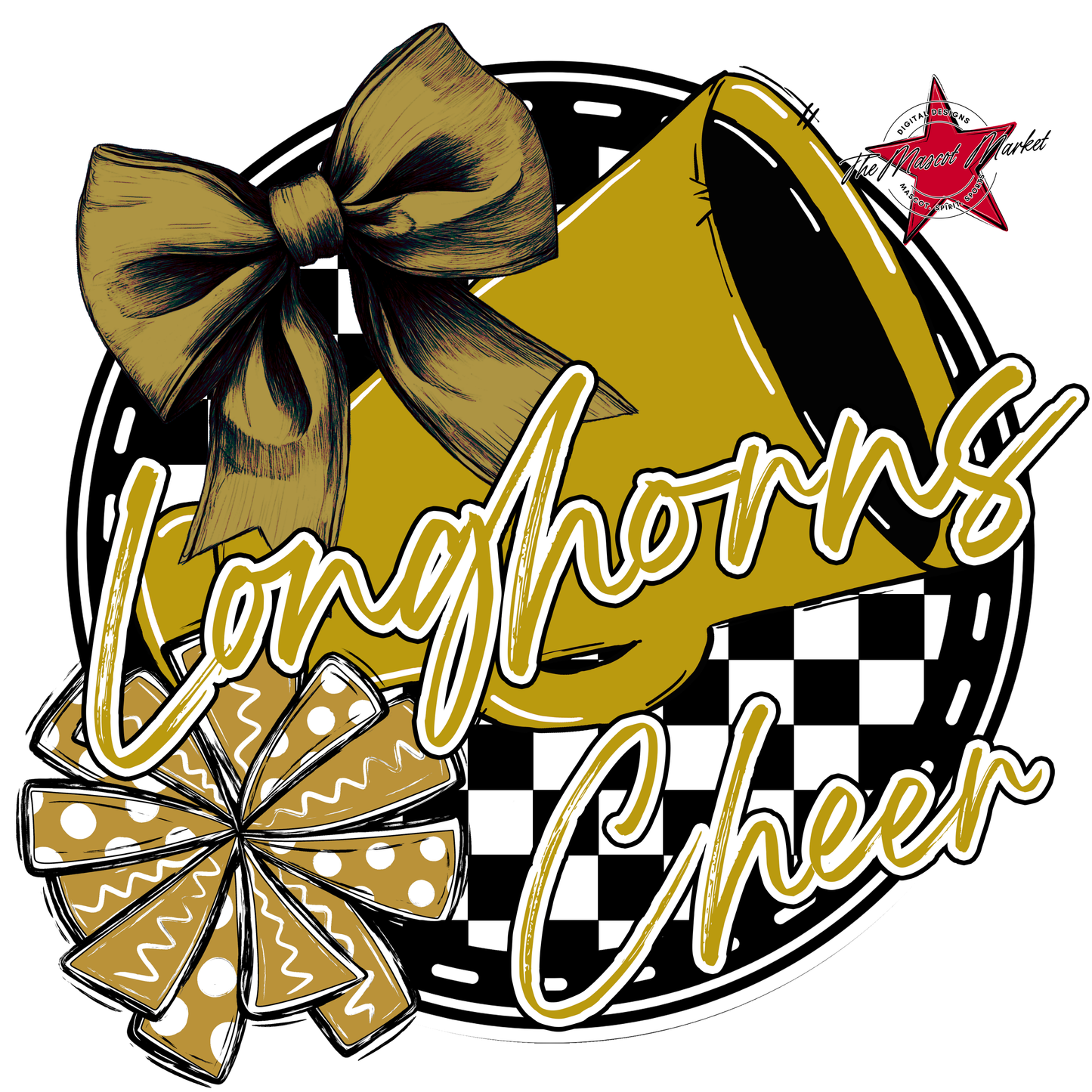 Longhorns Circle Cheer Design-Gold