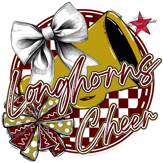 Longhorns Circle Cheer Design-Maroon-Gold