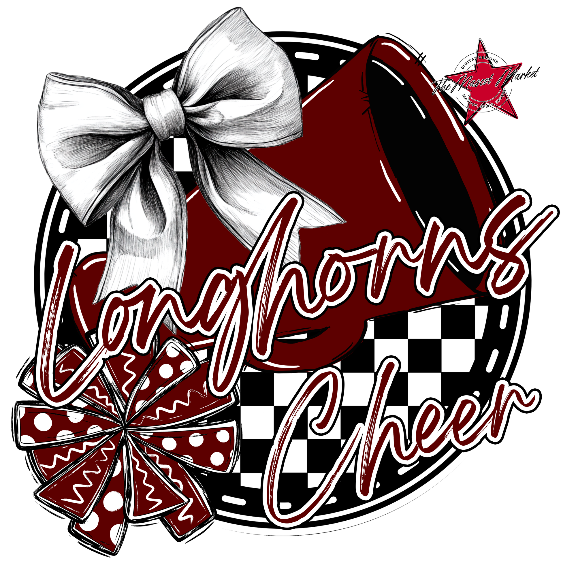 Longhorns Circle Cheer Design-Maroon