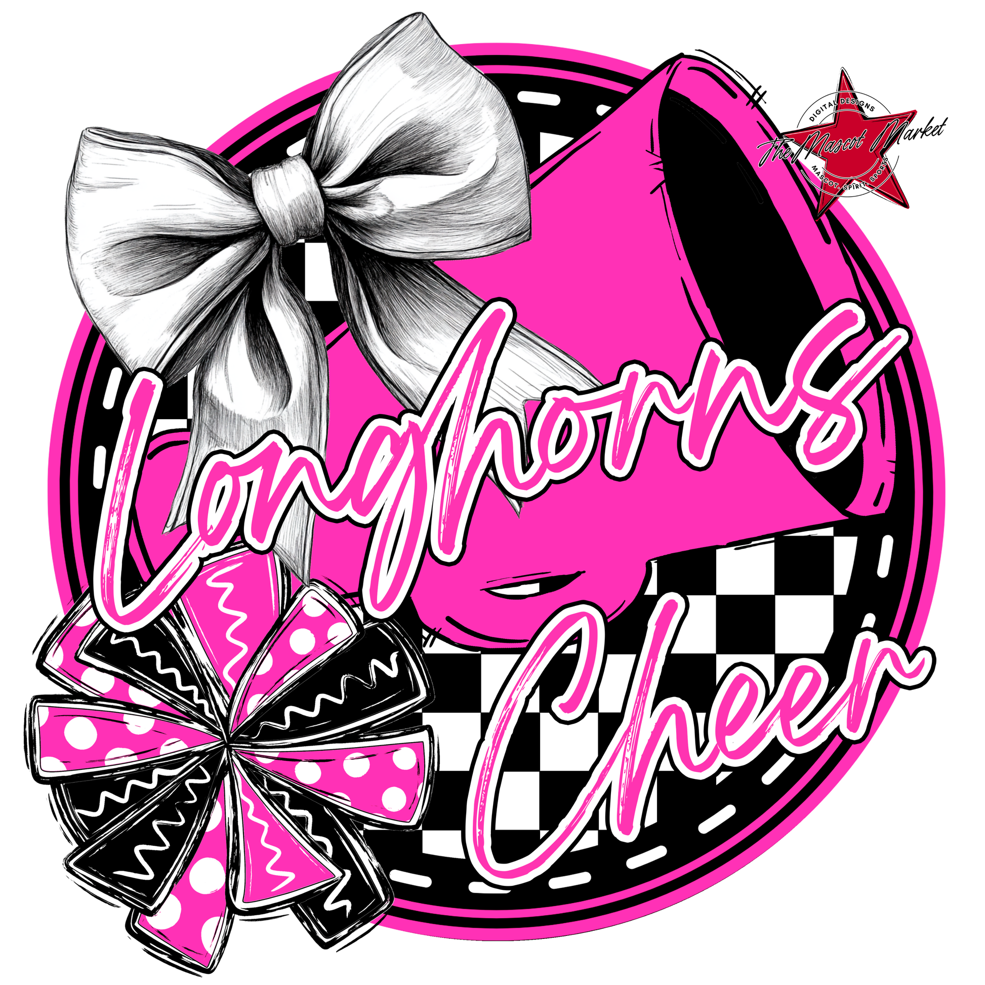 Longhorns Circle Cheer Design-Pink