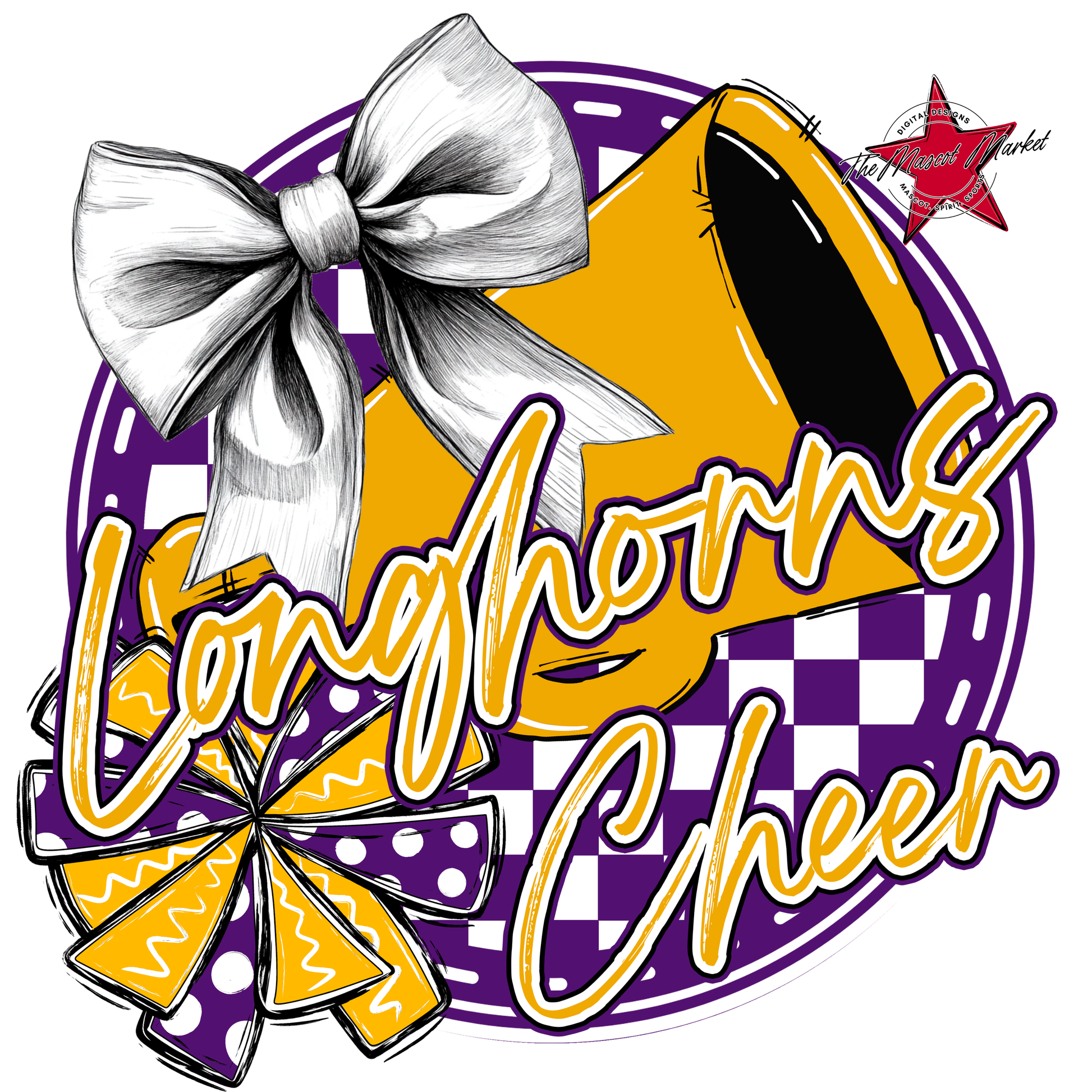 Longhorns Circle Cheer Design-Purple-Yellow