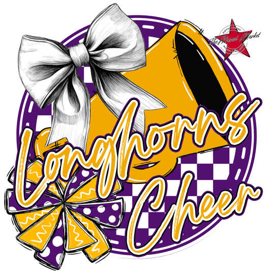 Longhorns Circle Cheer Design-Purple-Yellow