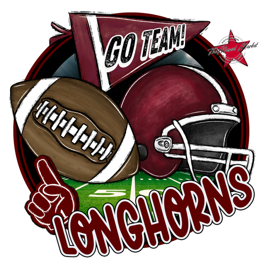 Longhorns Circle Football Design-Maroon