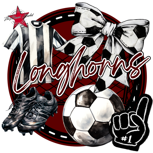 Longhorns Circle Soccer Design-Maroon