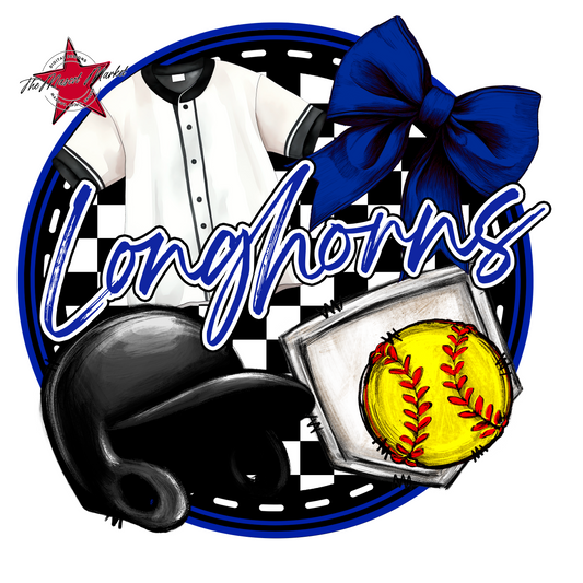 Longhorns Circle Softball Design-Royal Blue