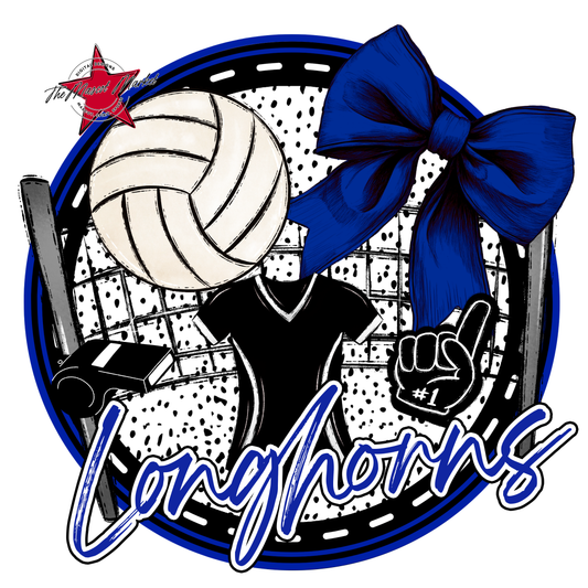 Longhorns Circle Volleyball Design-Royal Blue