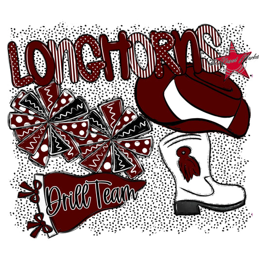 Longhorns Drillteam Spirit-Maroon