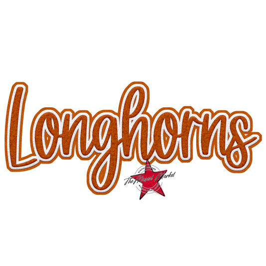 Longhorns Faux Chenille Patch-Burnt Orange