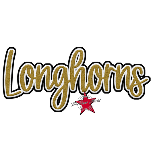 Longhorns Faux Chenille Patch-Gold