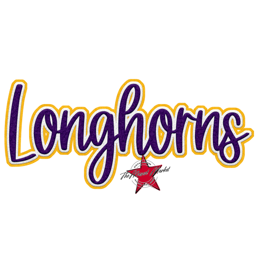 Longhorns Faux Chenille Patch-Purple-Yellow