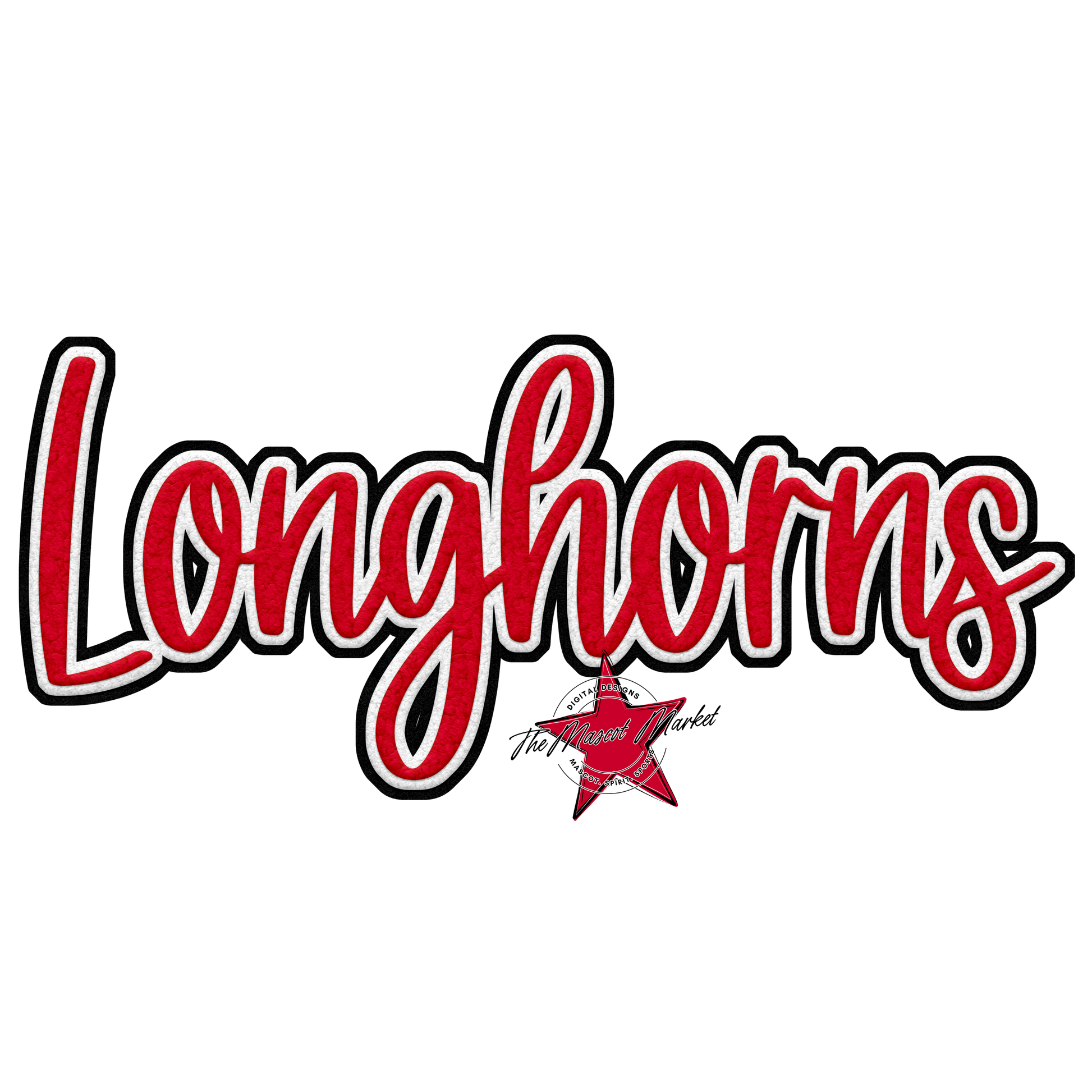 Longhorns Faux Chenille Patch-Red