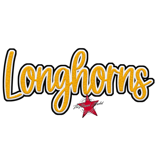 Longhorns Faux Chenille Patch-Yellow