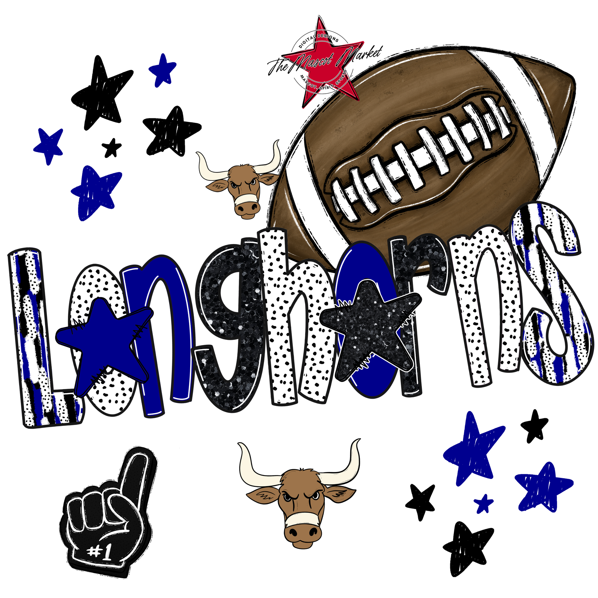 Longhorns Football Scrape-Blue