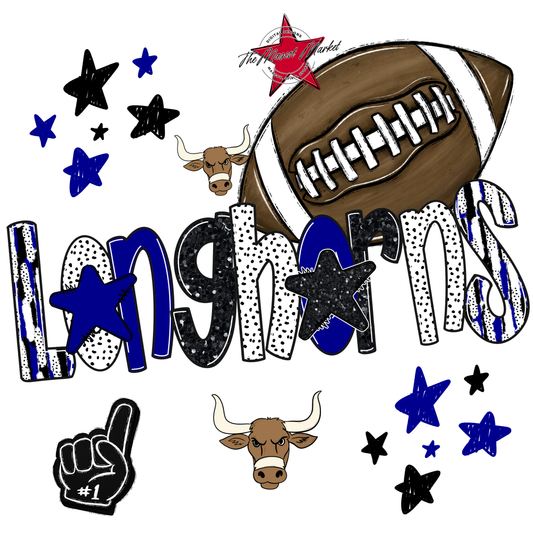 Longhorns Football Scrape-Blue