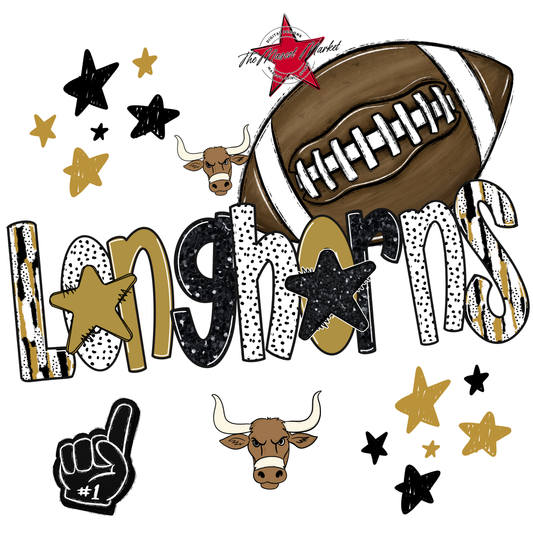 Longhorns Football Scrape-Gold