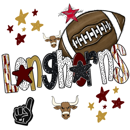Longhorns Football Scrape-Maroon-Gold