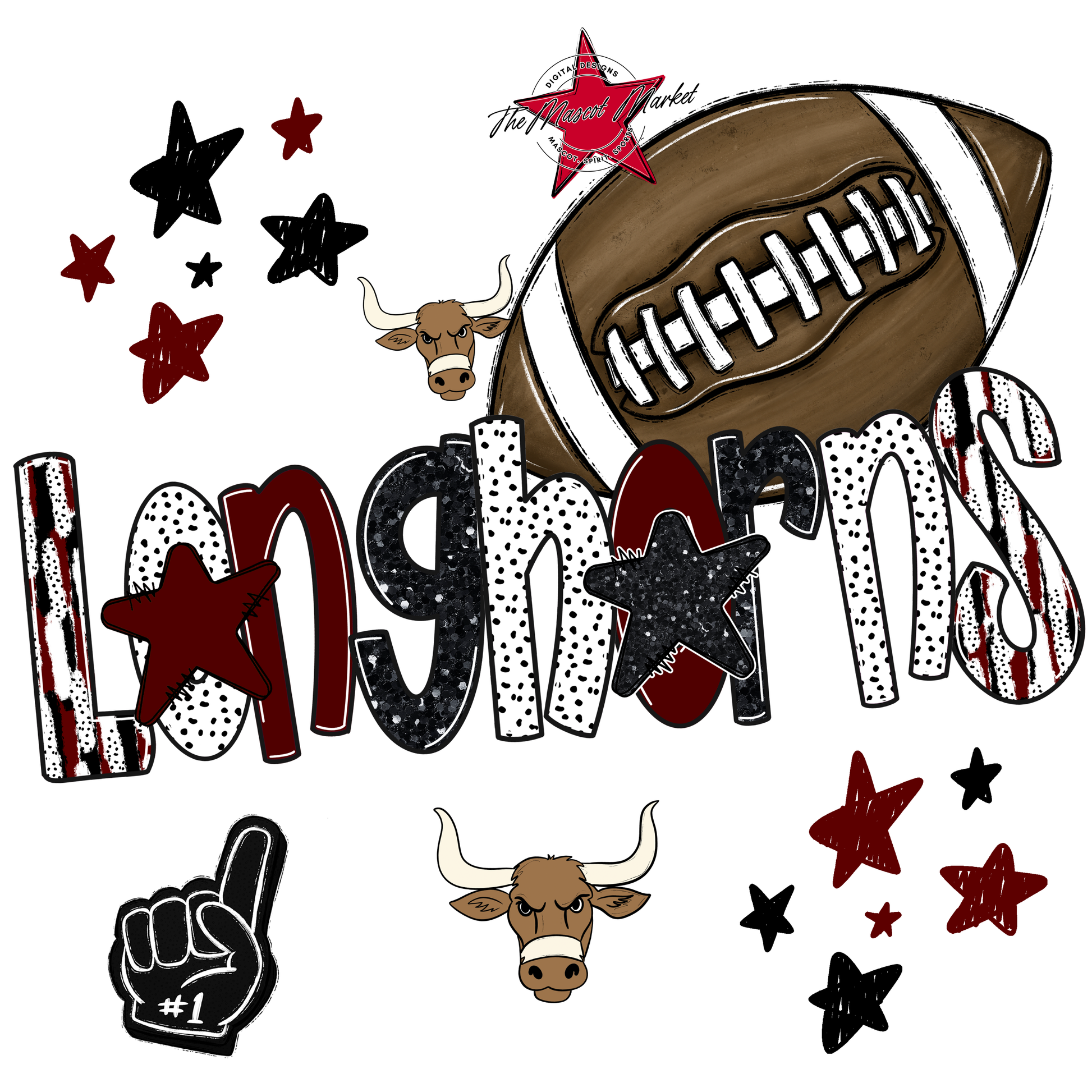 Longhorns Football Scrape-Maroon