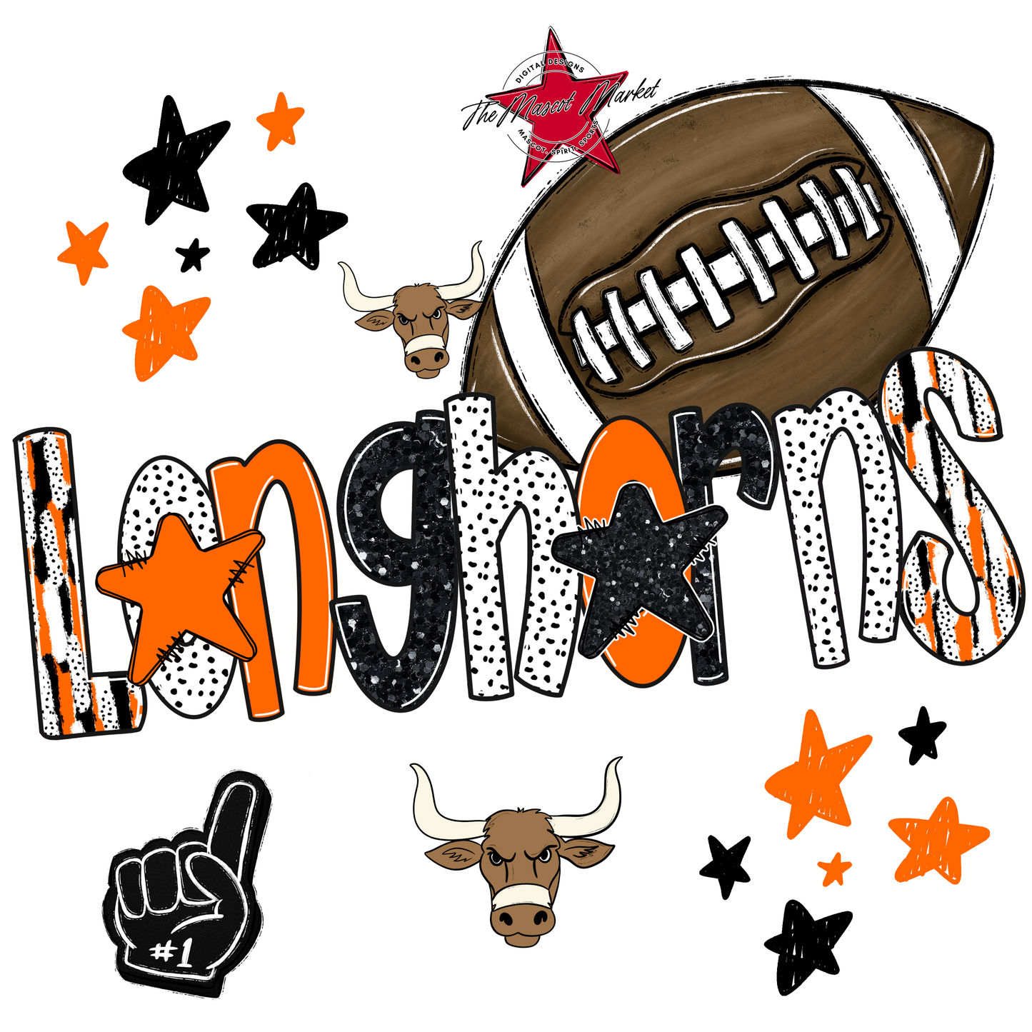 Longhorns Football Scrape-Orange