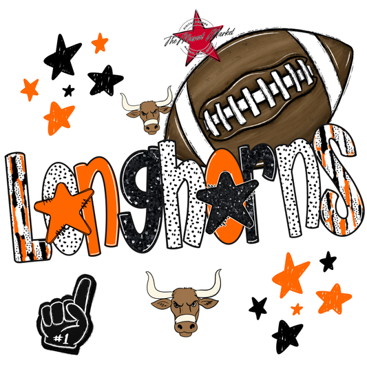 Longhorns Football Scrape-Orange
