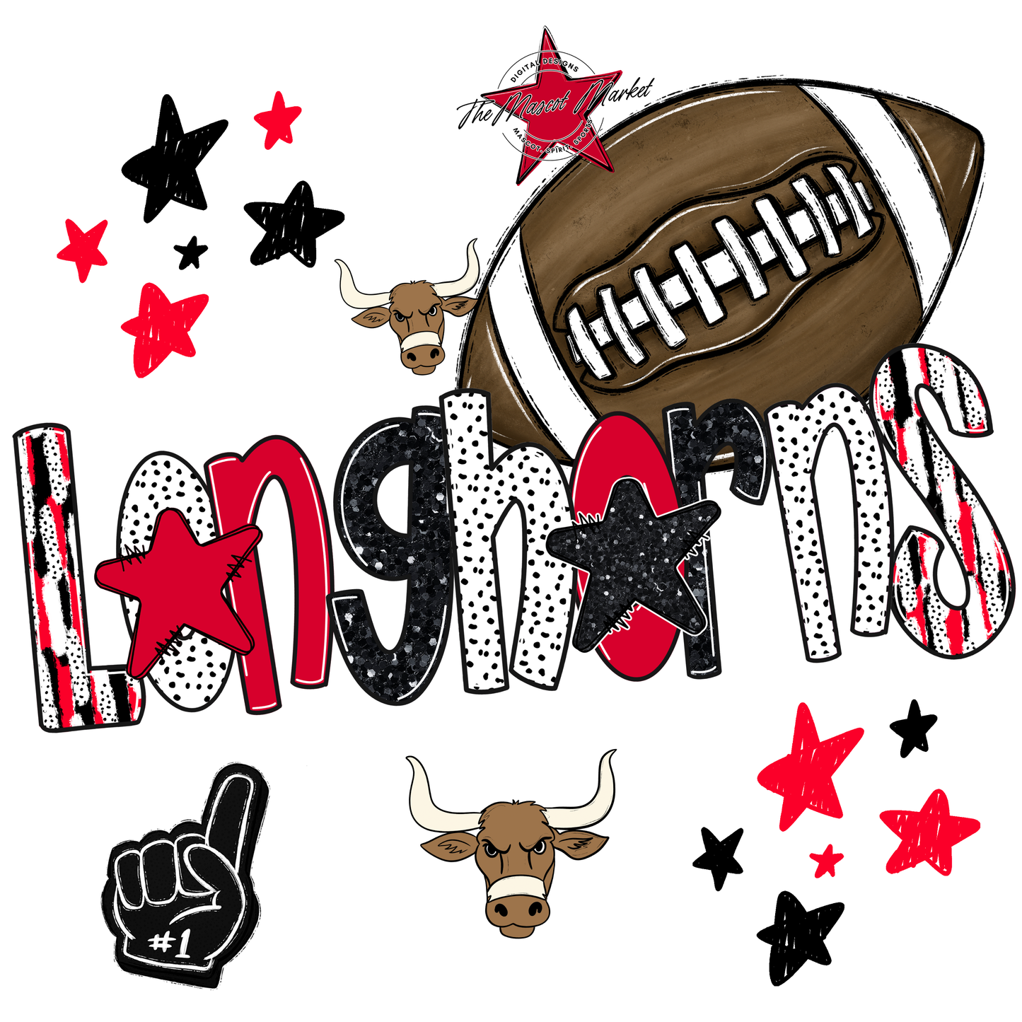Longhorns Football Scrape-Red
