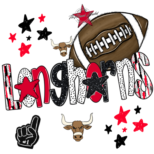 Longhorns Football Scrape-Red