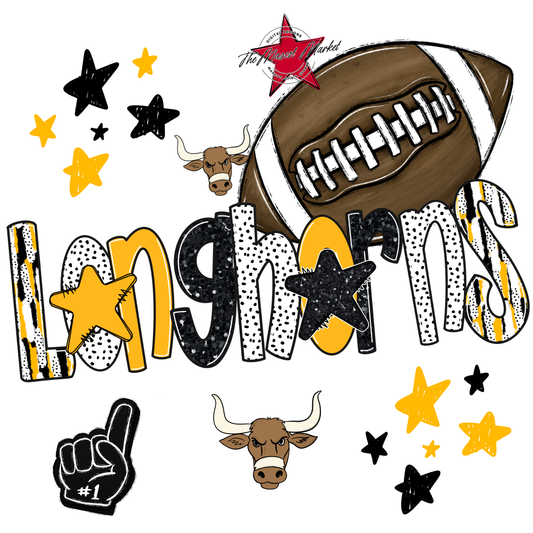 Longhorns Football Scrape-Yellow