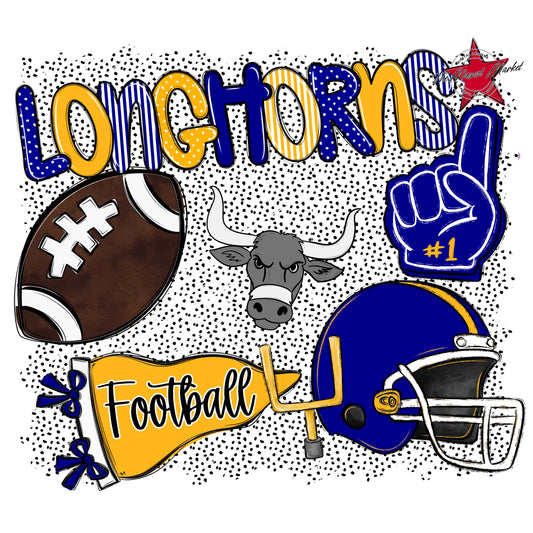 Longhorns Football Spirit-Blue & Yellow