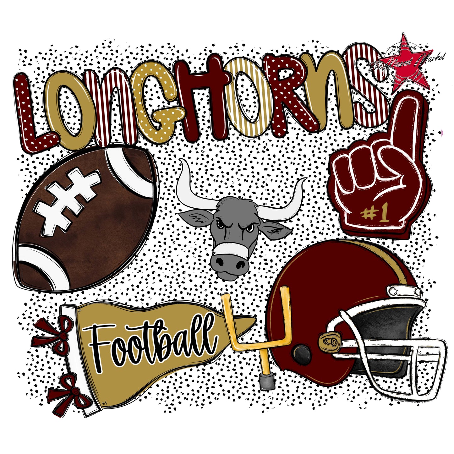 Longhorns Football Spirit-Maroon & Gold