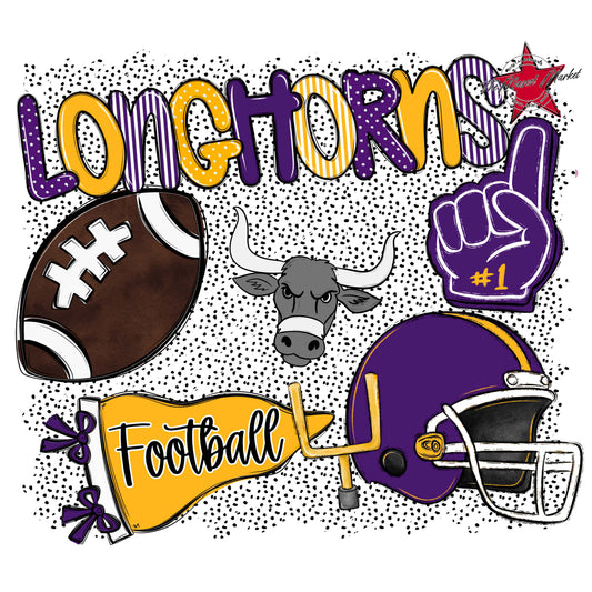 Longhorns Football Spirit-Purple & Yellow
