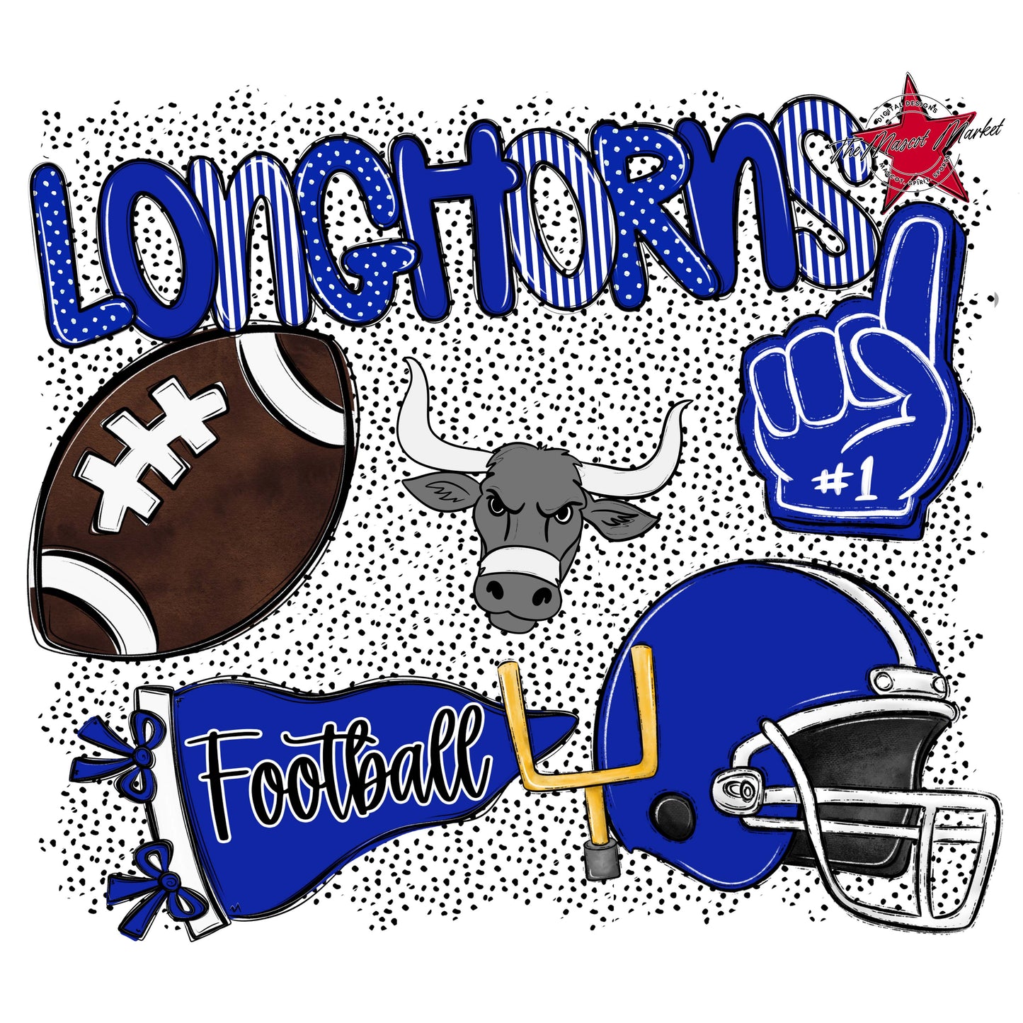 Longhorns Football Spirit-Royal Blue