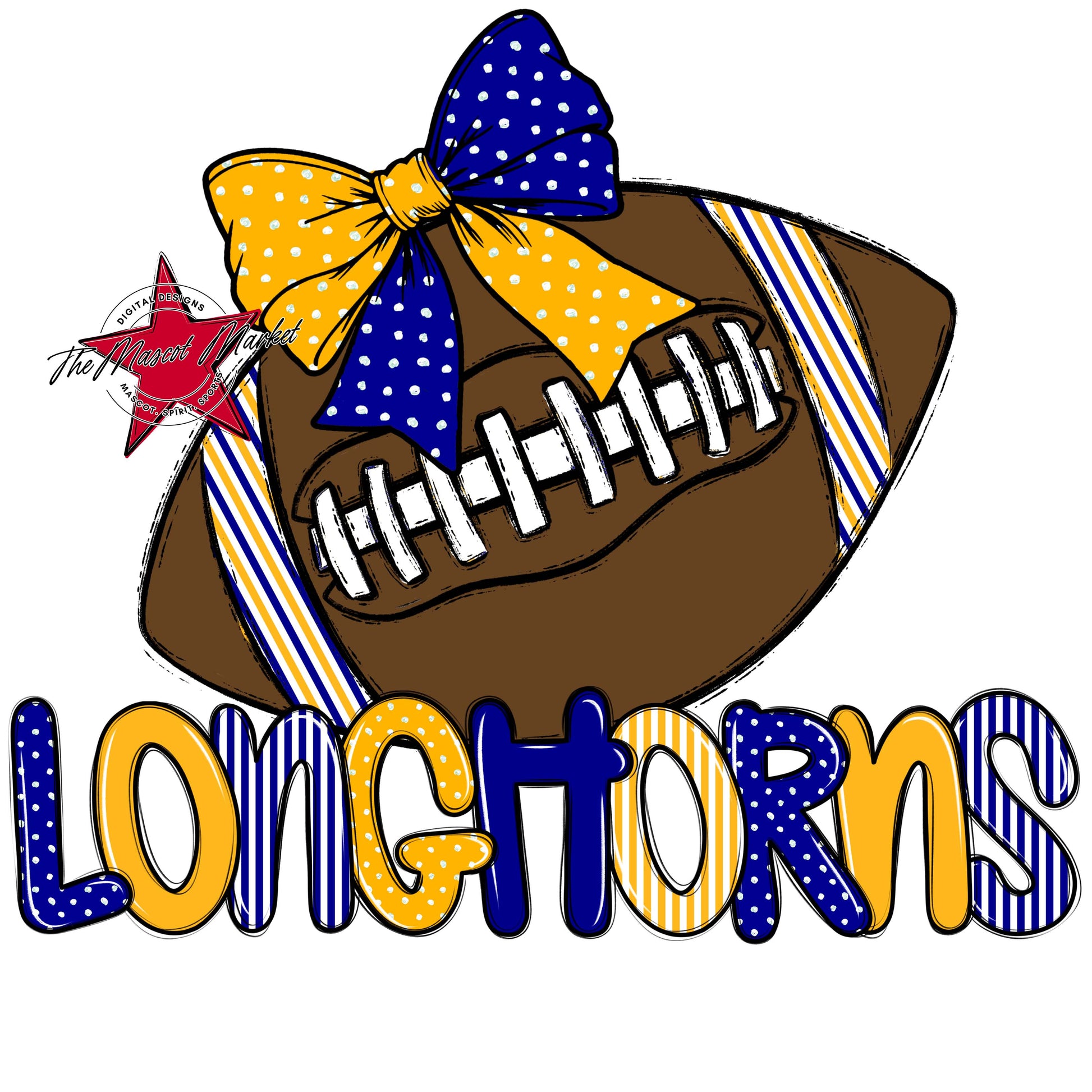 Longhorns Football Spirit Design-Blue & Yellow
