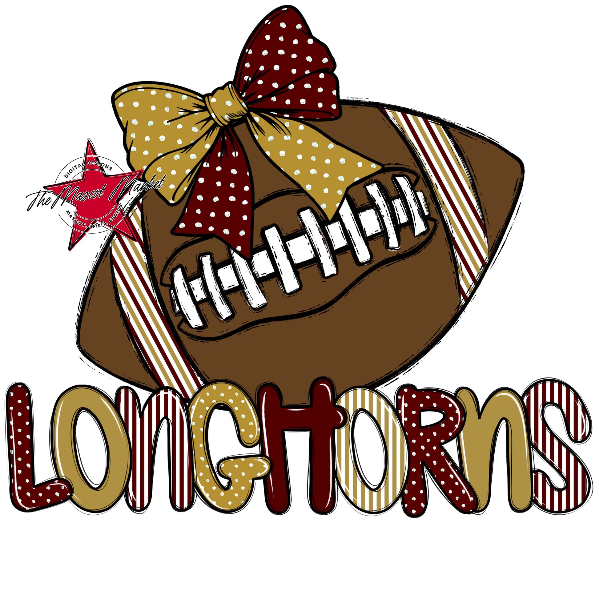 Longhorns Football Spirit Design-Maroon & Gold