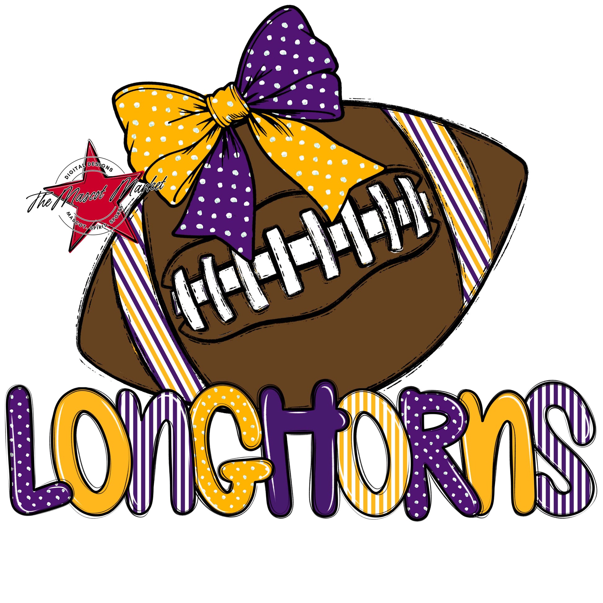 Longhorns Football Spirit Design-Purple & Yellow