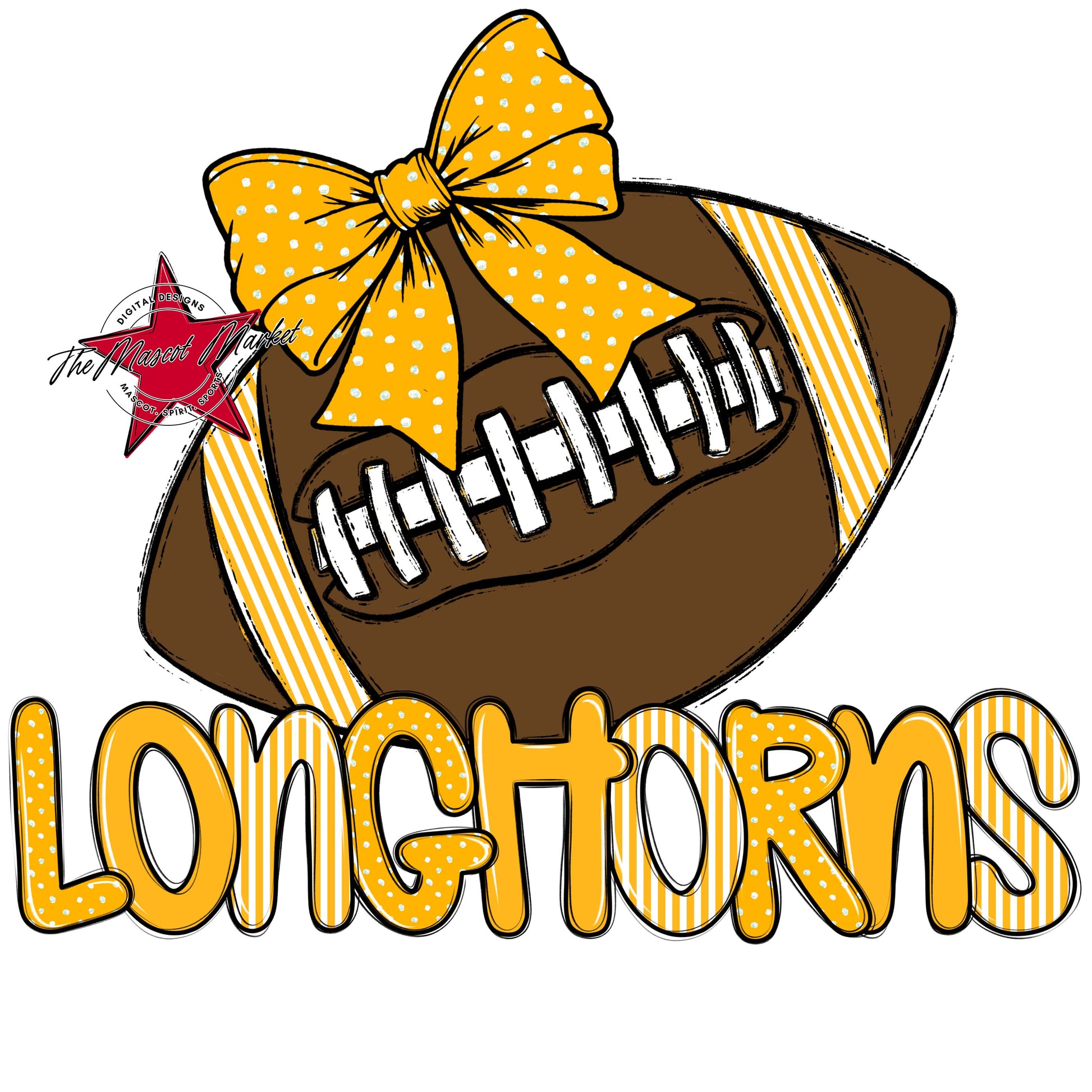 Longhorns Football Spirit Design-Yellow
