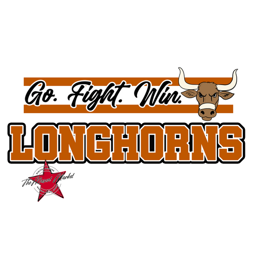 Longhorns Go Fight Win Mascot Lines-Burnt Orange