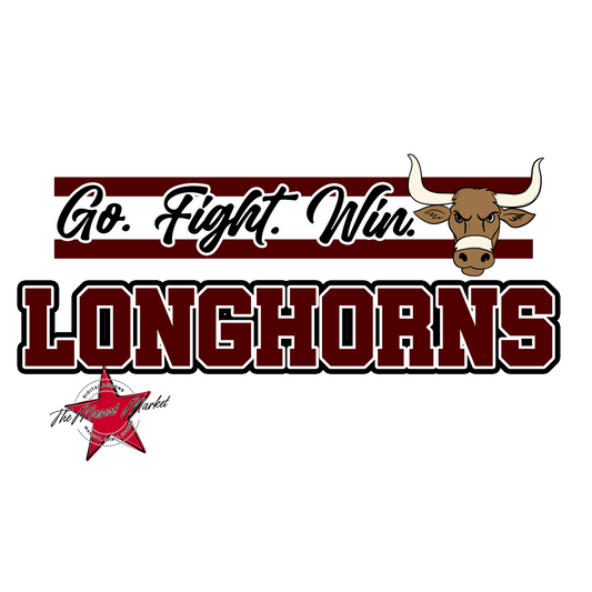 Longhorns Go Fight Win Mascot Lines-Maroon