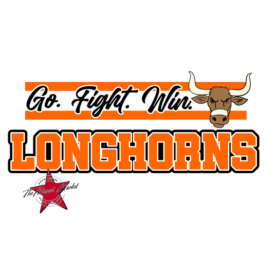 Longhorns Go Fight Win Mascot Lines-Orange