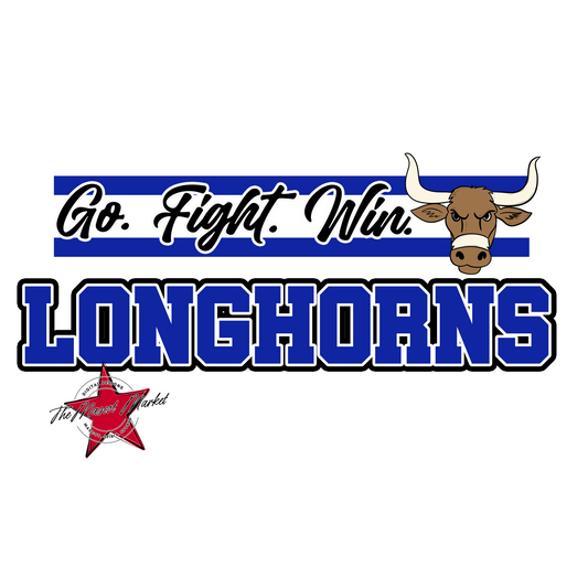 Longhorns Go Fight Win Mascot Lines-Royal Blue